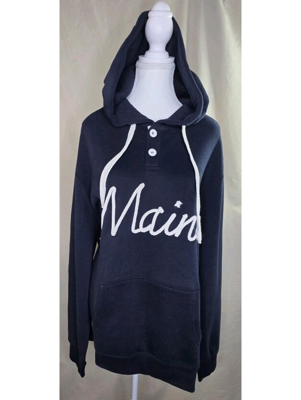 Maine Rope Hoodie 2XL Navy White Lettering Kangaroo Pocket NWT